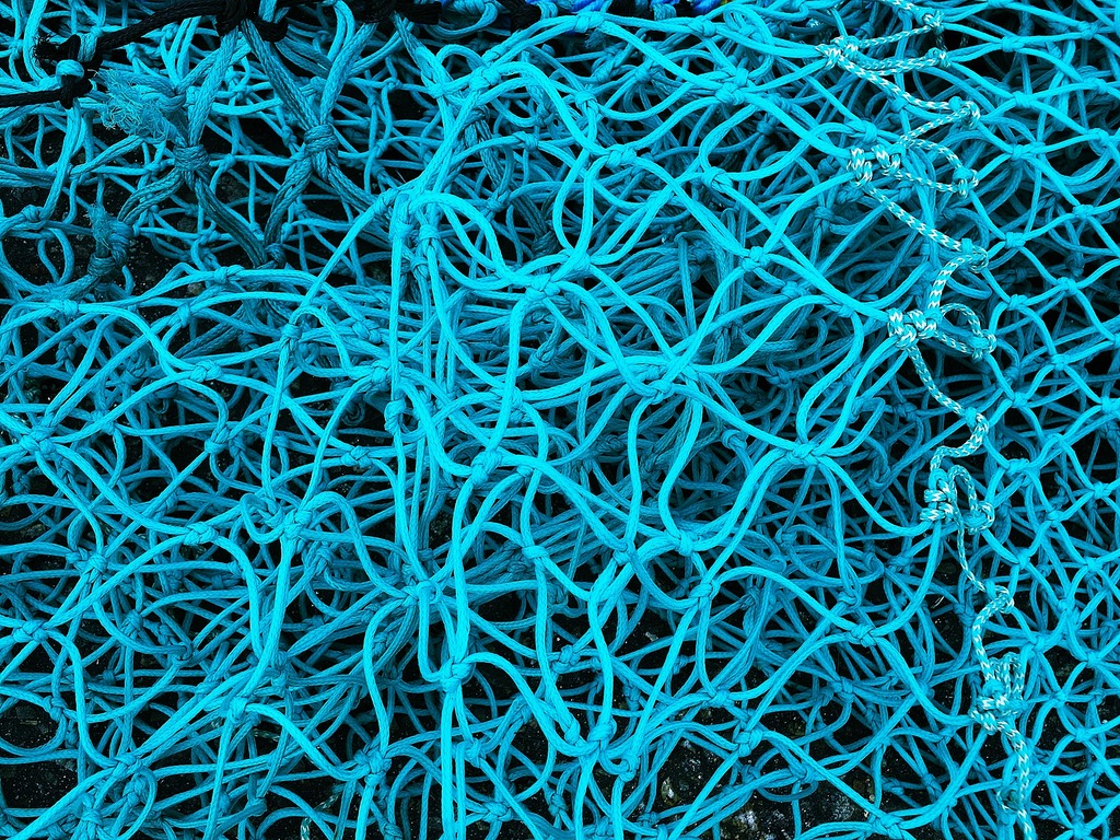 Blue network pattern.